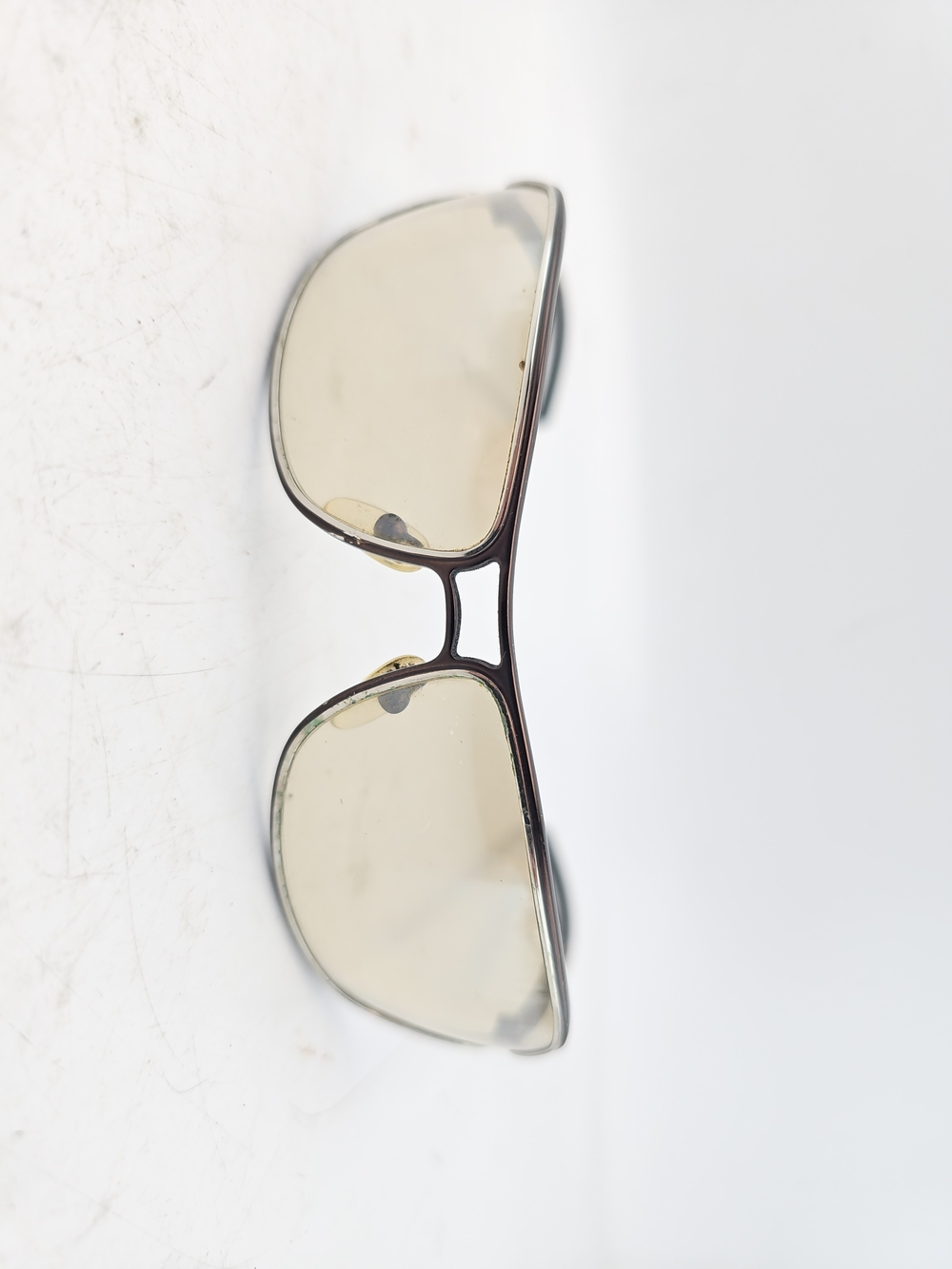 Police Men's Aviator Sunglasses in Brown Frame with Light Amber Lenses